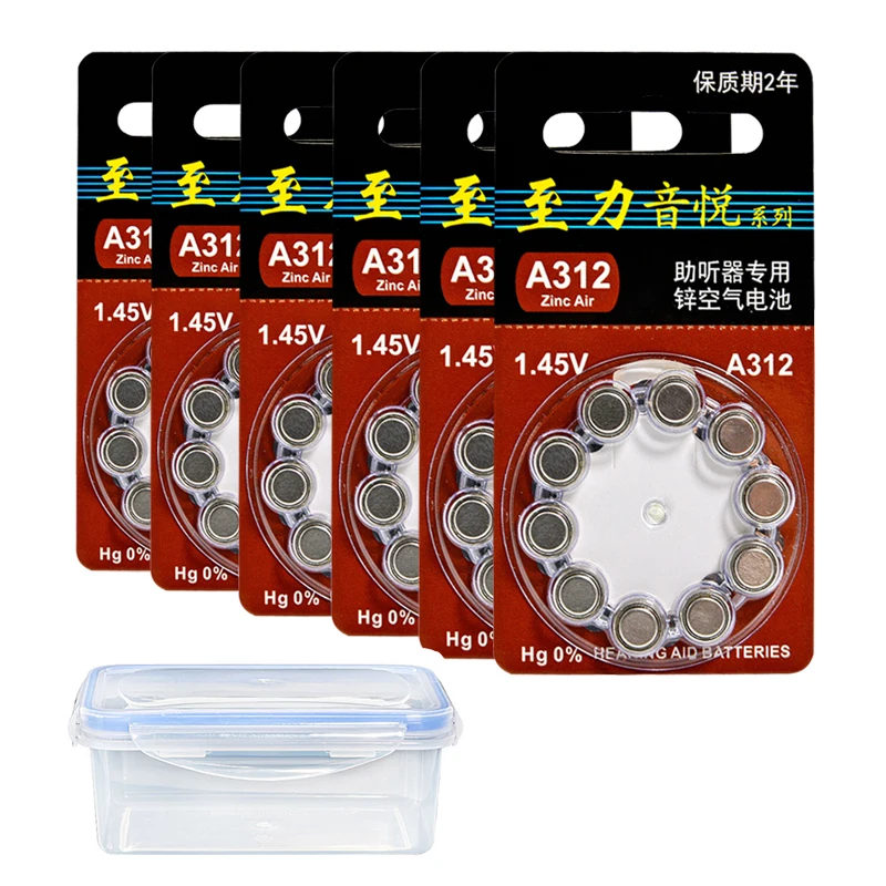 

60 pcs Hearing Aid Batteries 312 a312 p312 pr41 for ITC HSE Hearing aids Zinc Air cell button Battery 1.45v Hearing Aid Tool