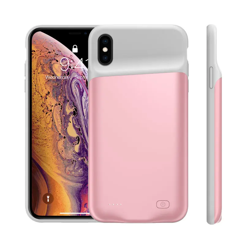 

Тонкий силиконовый чехол для аккумулятора для iPhone X XS XR, внешний ударопрочный чехол с внешним аккумулятором и зарядным устройством для iPhone XS...