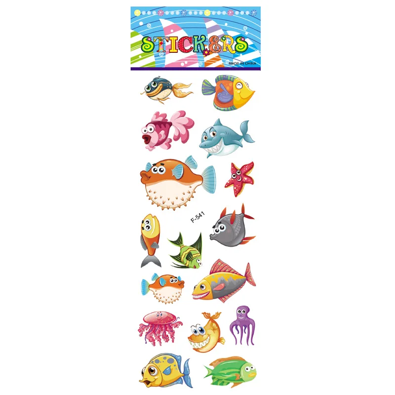 F541 1 шт. VSCO наклейка "рыба" животное 3d пузырьковая пухлая наклейка смешная DIY ПВХ пенопластовая дневник мультяшная Милая Детская Наклейка s Игрушки для мальчиков и девочек - Цвет: F541