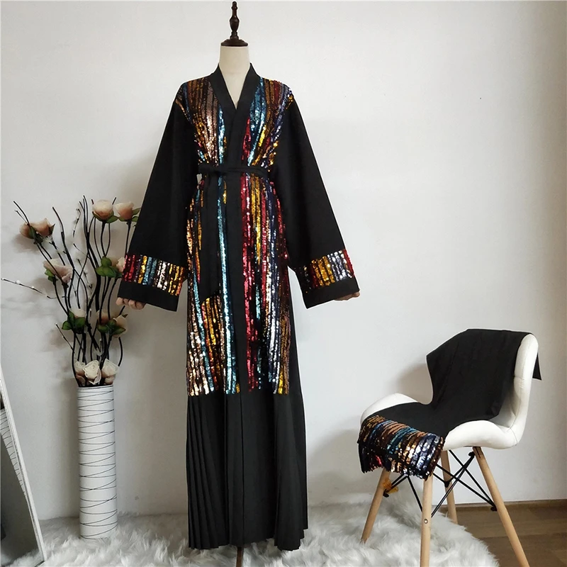 Мусульманское кимоно с блестками абайя хиджаб платье кафтан одежда для женщин
