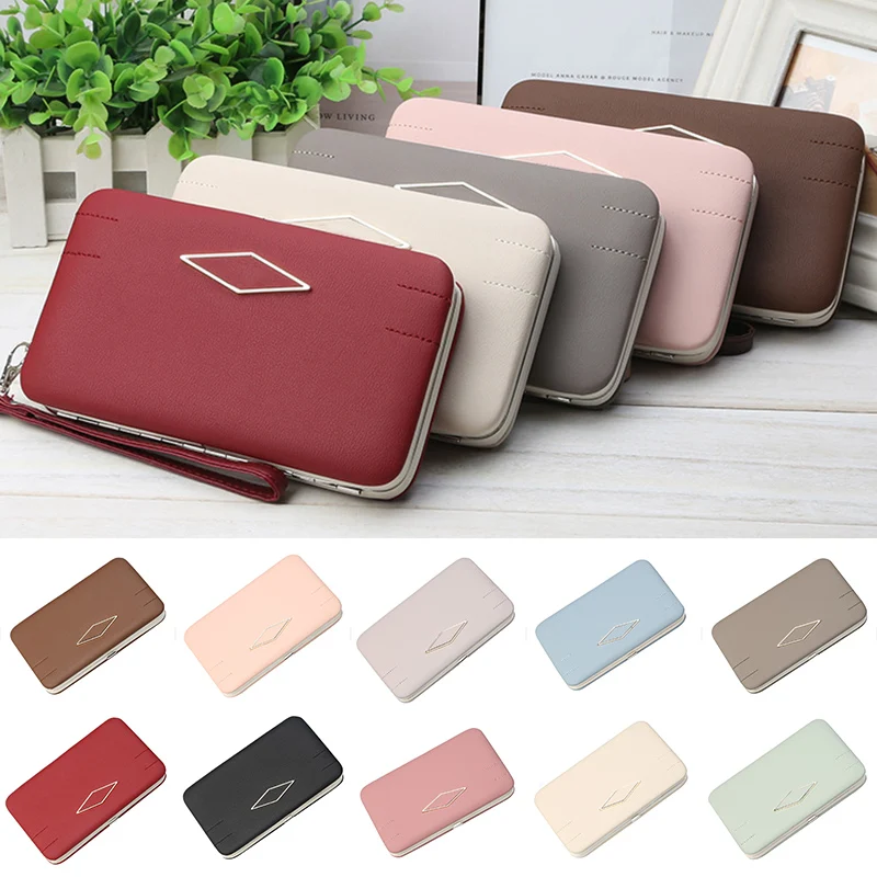 Женский большой емкости длинный кошелек PU кожаный чехол для телефона