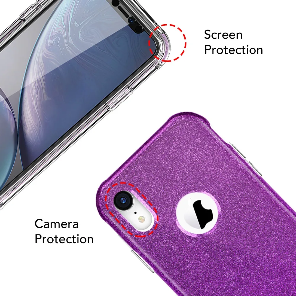 GrandEver 2 в 1 мягкий чехол для iphone XR с роза с блестками Водонепроницаемый Небьющийся тяжелых защитный чехол для телефона