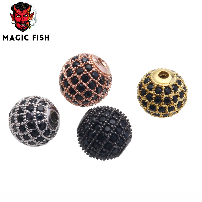 1 шт. 8 мм круглые бусины с микрозакрепкой из прозрачного кубического циркония CZ