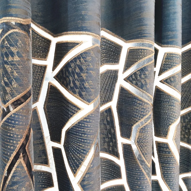 Blue Crack Geometric Design Curtains Blackout For Living Room Coffee Sheer Bedroom Curtain Luxurious Window Blinds Drape MY242#3 | Дом и сад