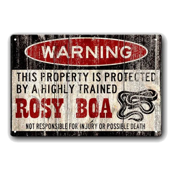 

Rosy Boa Sign Funny Metal Signs Snake Warning Sign Pet Gift Vintage Tin Metal Sign Bar Club Cafe Garage