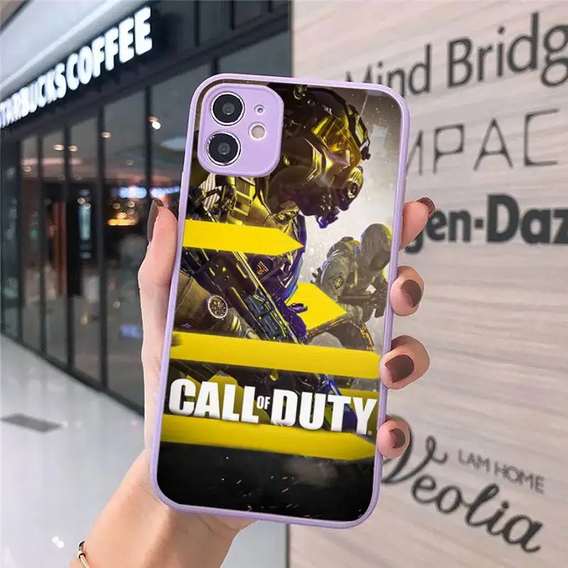

call of duty shooting game Phone Cases Matte transparent For Purple iPhone 12 Mini 11 Pro XR XS Max 7 8 Plus X Back Cover