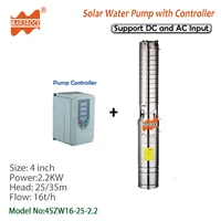 4inch 3hp 2200w dc ac dual use with pump inverter head 25m flow 16th brushless submerged solar pump solar water pump