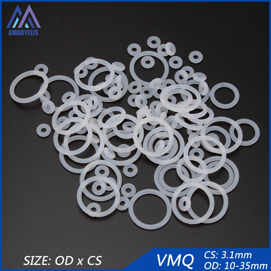 

20 шт., силиконовые резиновые уплотнительные кольца VMQ, сменные белые уплотнительные кольца, прокладка, шайба OD 10 мм-35 мм CS 3,1 мм, аксессуары «с...