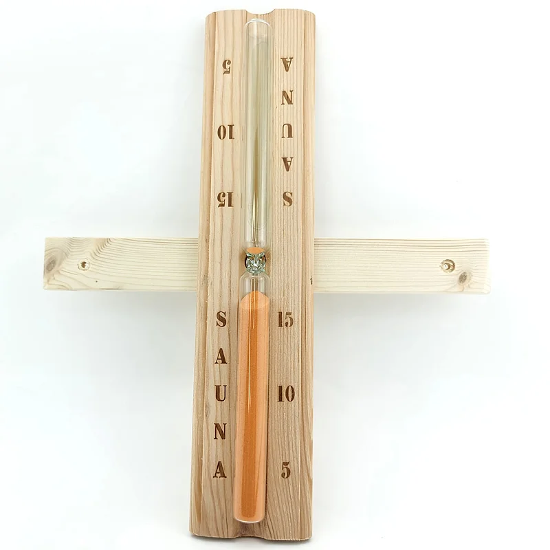 

Wooden Sauna Hourglass Wall Mounted Rotating 15mins Sandglass Clock Timer