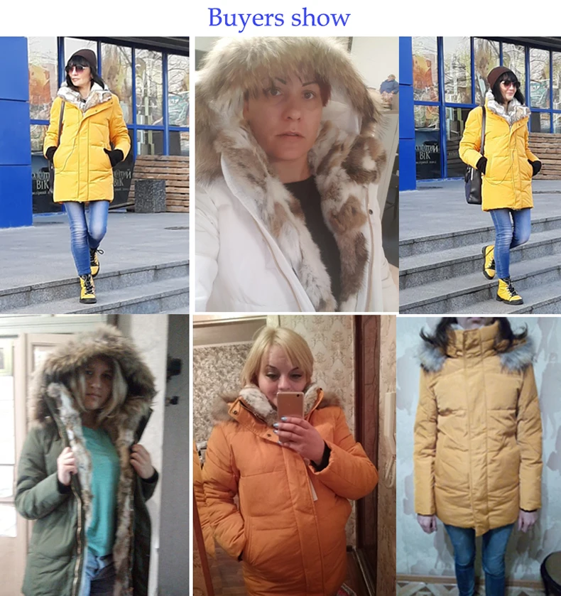 5XL белая куртка-пуховик на утином пуху, Женское зимнее пальто с гусиным пером, длинная парка с мехом енота, теплая верхняя одежда с кроличьим мехом размера плюс WJM19