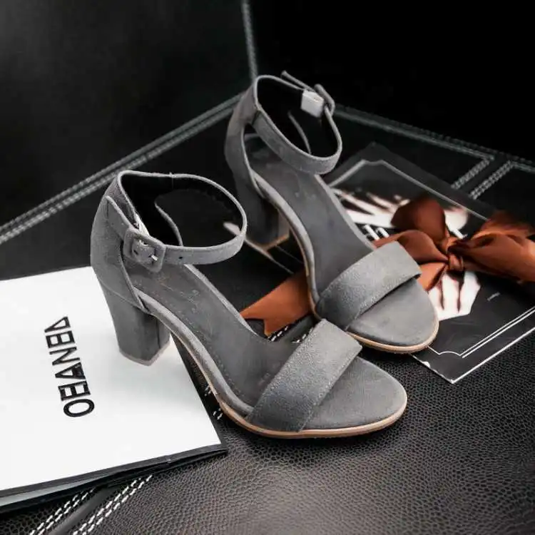 

summer new 2021 Summer new fish mouth thick heeled sandals classic versatile one button high heeled shoes large women's sandals