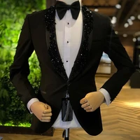 black beads groom tuxedos mens morning suits stage cosplay men party suits wedding best man blazer jacketpants