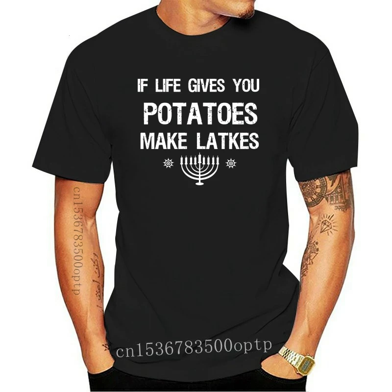 

New Hanukkah 2021 Latkes Shirt- Jewish Hanukkah Holiday Gift Summer Fashion Men's Short Sleeve T-Shirt