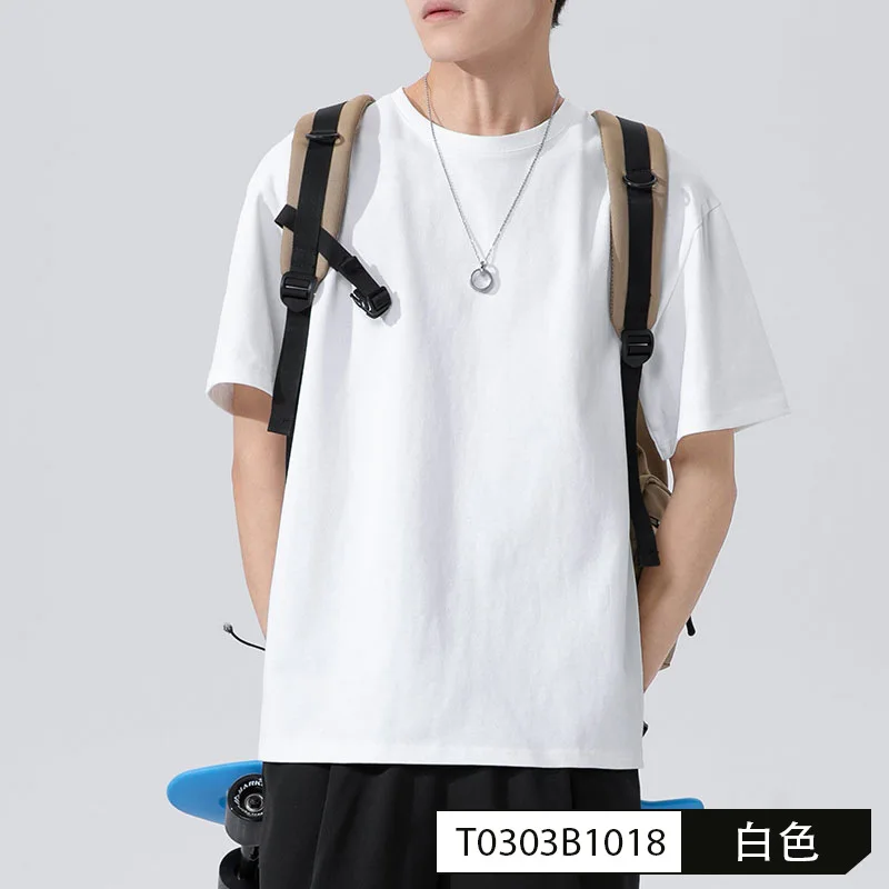 

Oversized t-shirt Men's summer fashion trend simple white solid black half sleeve fashion