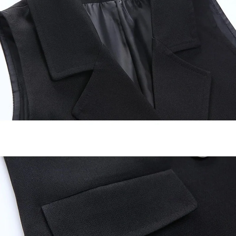 

2021 Spring Autumn Women's Vest Korean Chic Notched Sleeveless Ladies Outerwear Simple Plus Size Black Purple Color Coats KE983