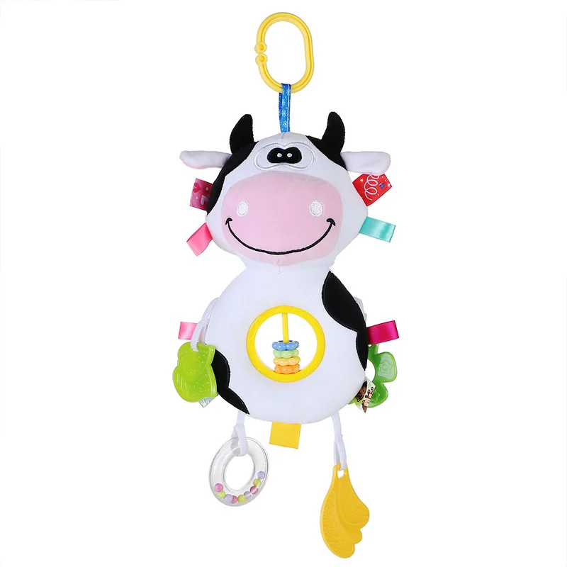 Oeak, детские плюшевые погремушки, мультяшный медведь, корова, животные, мобильные игрушки, детская коляска, подвесная Мобильная погремушка, игрушки для новорожденных с прорезывателем - Цвет: 2