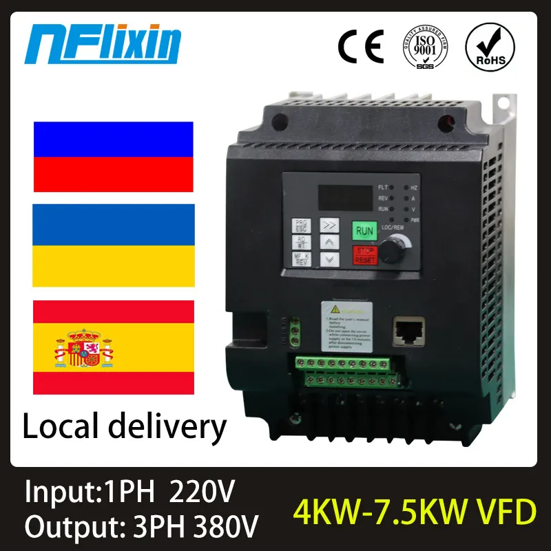 

CNC VFD Boost inverter 0.75kW/1.5kW/2.2K 220V Inverter Single-Phase Input to 380V Frequency Converter Invertor for Spindle Motor