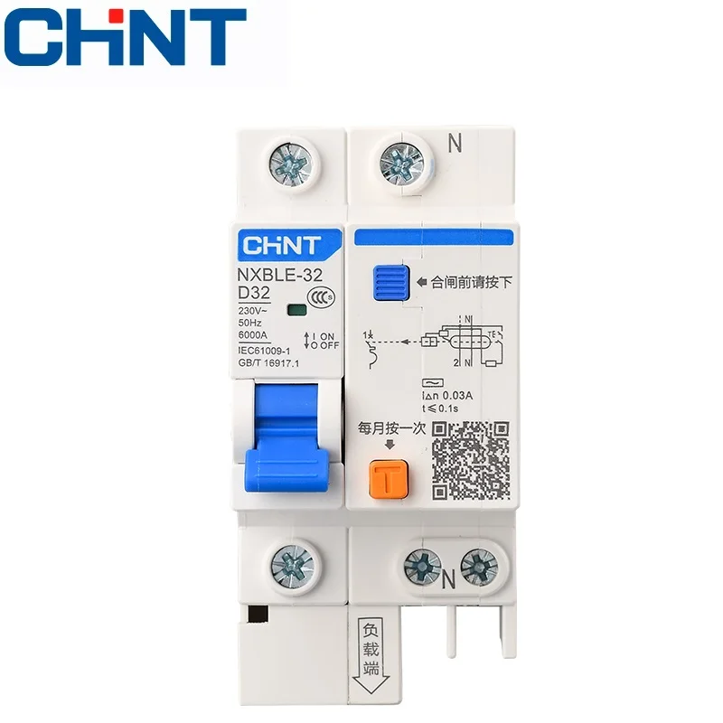 

CHNT NXBLE-32 Residual current operated circuit breaker RCBO 6KA type D 1P+N 30mA 230 V 240V 50HZ 6A 10A 16A 20A 25A 32A
