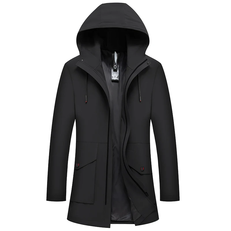 Новинка 2021 длинный тонкий высококачественный тренчкот с капюшоном мужское