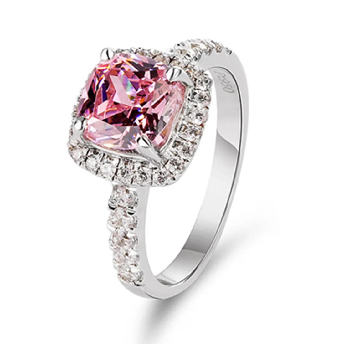 6*6 мм VS1 F тестовое положительное кольцо Moissanite 14k из белого золота 1CT Lab Halo Подушка