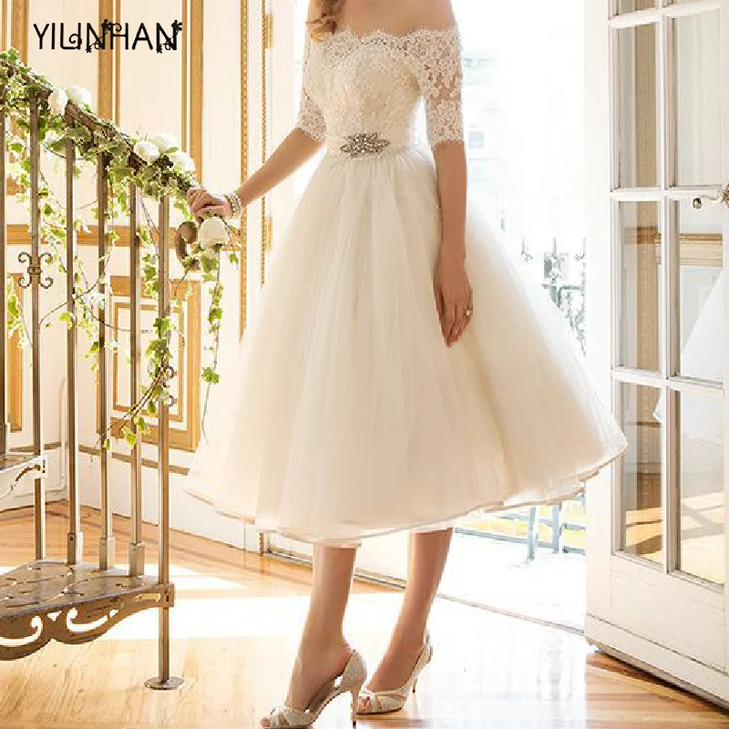 

YILINHAN Summer Fashion Hollow Out Dress Elegant White Lace Party Off the Shoulder Temperament Casual Princess Dress For Girl