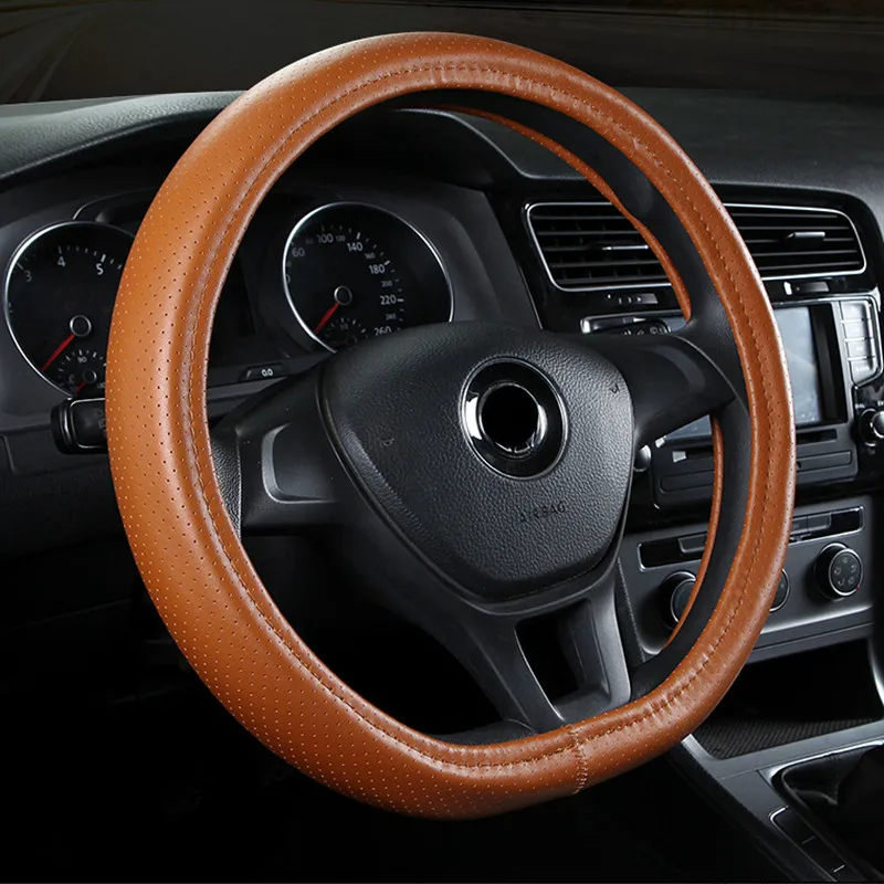 Чехол рулевого колеса автомобиля кожаный D Форма 15 &quot37 38 см для Sportage Оптима K5 Golf 7