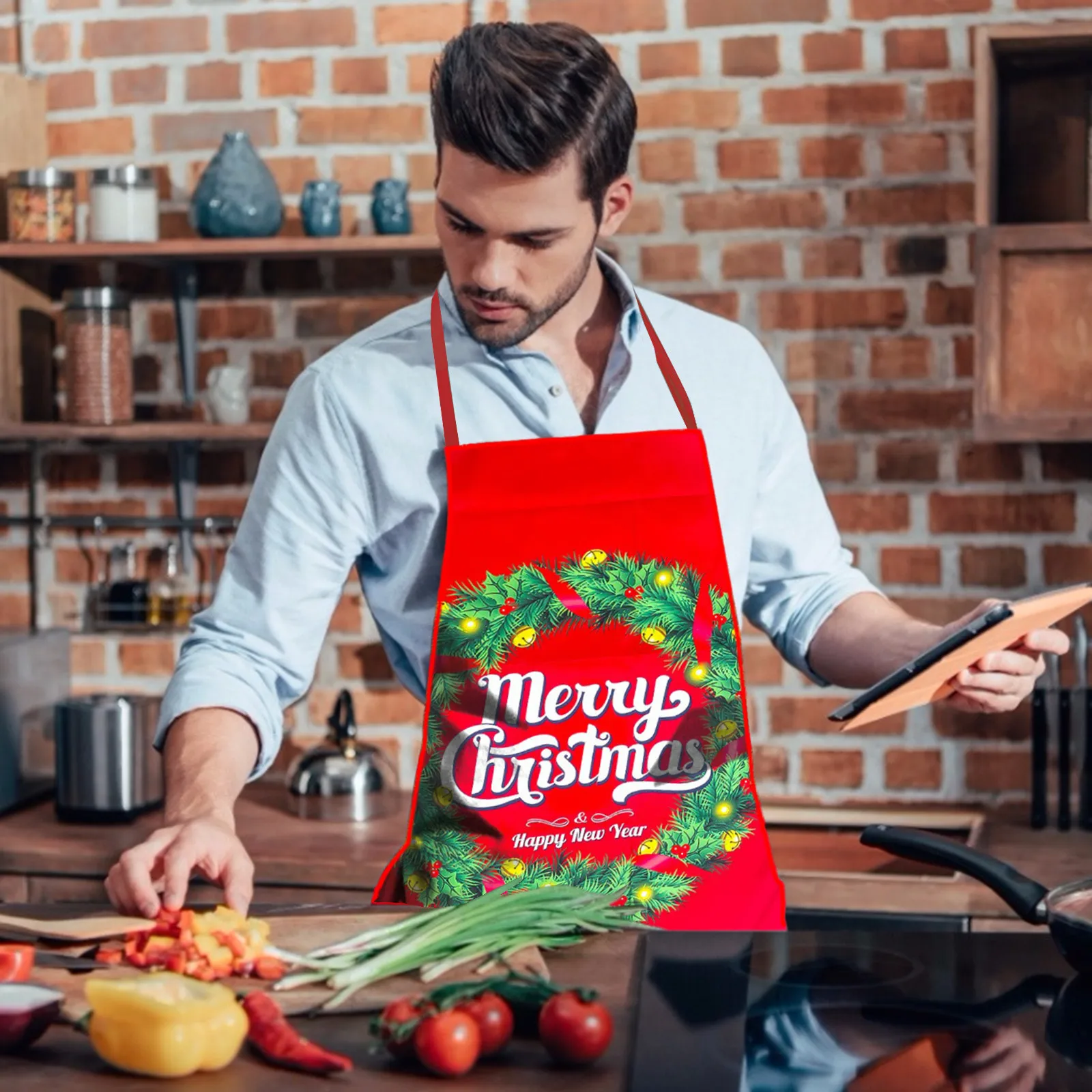 

Фартук для шеф-повара, Регулируемый Кухонный Фартук для рождевечерние, защита от воды и масла, для взрослых