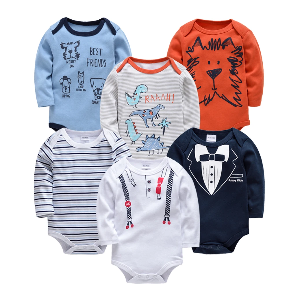 2021 новая одежда для маленьких мальчиков Боди 6 шт./лот хлопковая футболка с