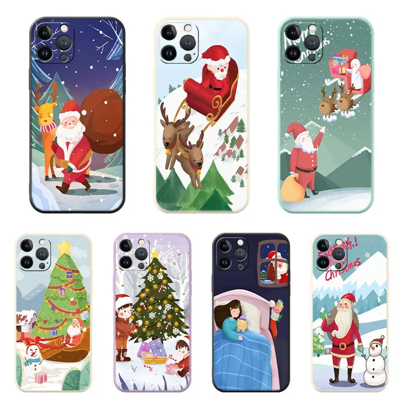 

Полноразмерный Тонкий чехол для камеры в рождественском стиле, дизайн NOHON для Apple Iphone 13 Pro Max, мягкий милый нескользящий чехол, красивая задня...