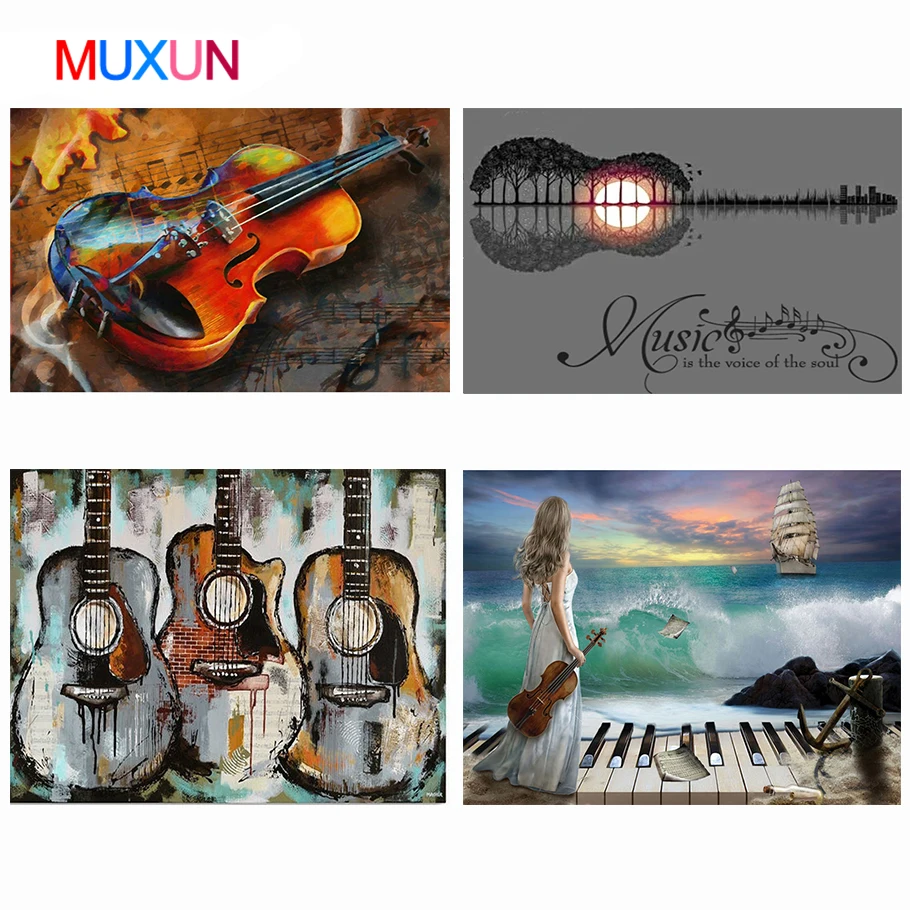 

MUXUN Diamond Painting Violin Diamond Embroidery 5D Painting Cross Stitch Diamond Painting Mosaic Gift Handmade Home Decoration