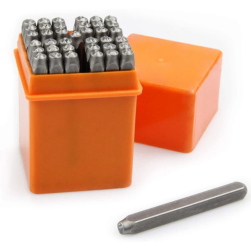 

37-Piece Number & Capital Letter Stamp Set (A-Z Heart & 0-9) Punch Perfect for Imprinting Metal, Plastic, Wood, Leather