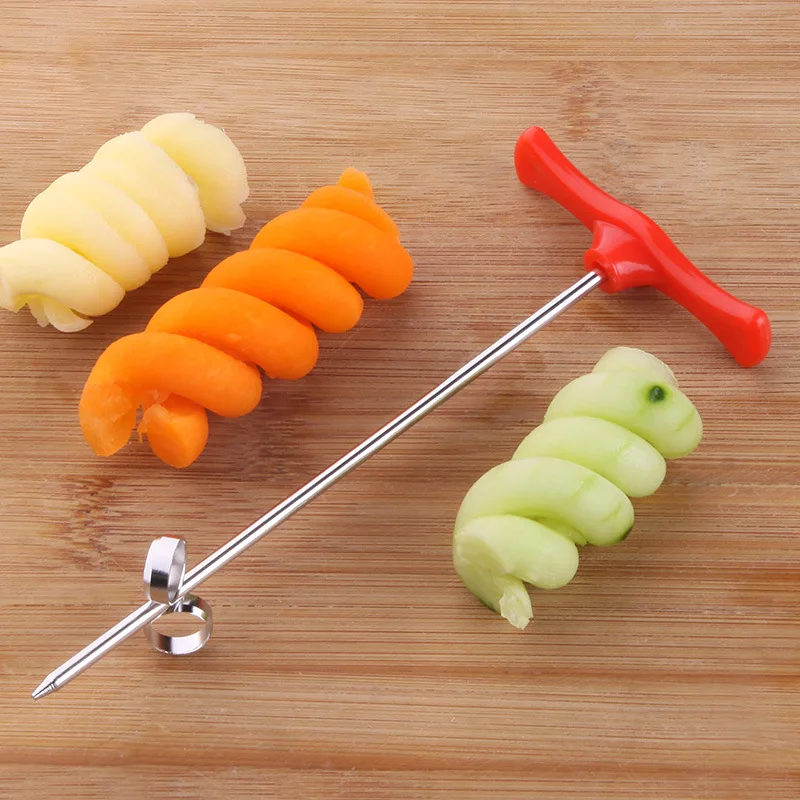 

1pc Manual Spiral Screw Slicer Plastic PP + Steel Wire Rotate Potato Carrot Cucumber Vegetables Spiral Knife Carving Tool