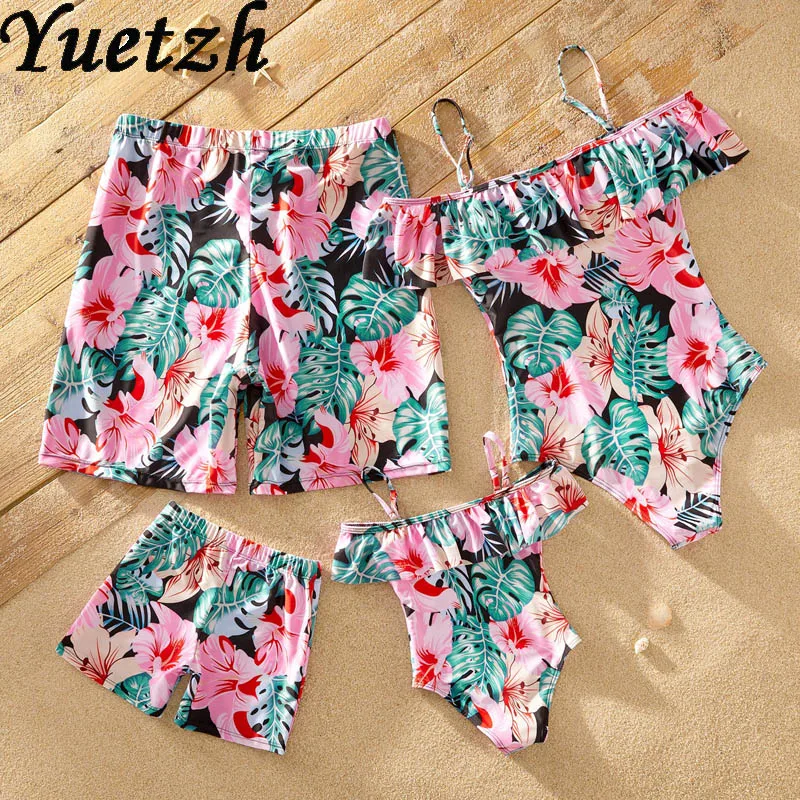 Одинаковые комплекты для семьи Купальный костюм девочек Цельный купальник