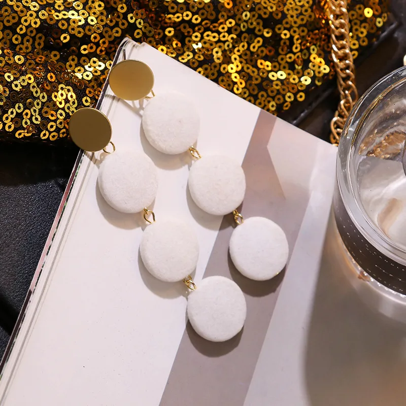 Зимние новые бархатные длинные серьги для женщин красные черные белые