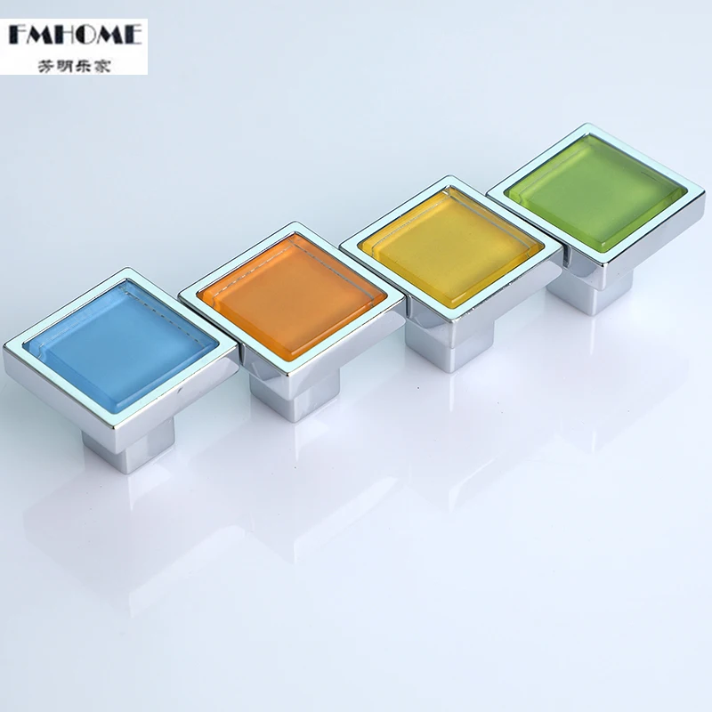 Хрустальная ручка ящика для комода выдвижных ящиков квадратная желтая зеленая