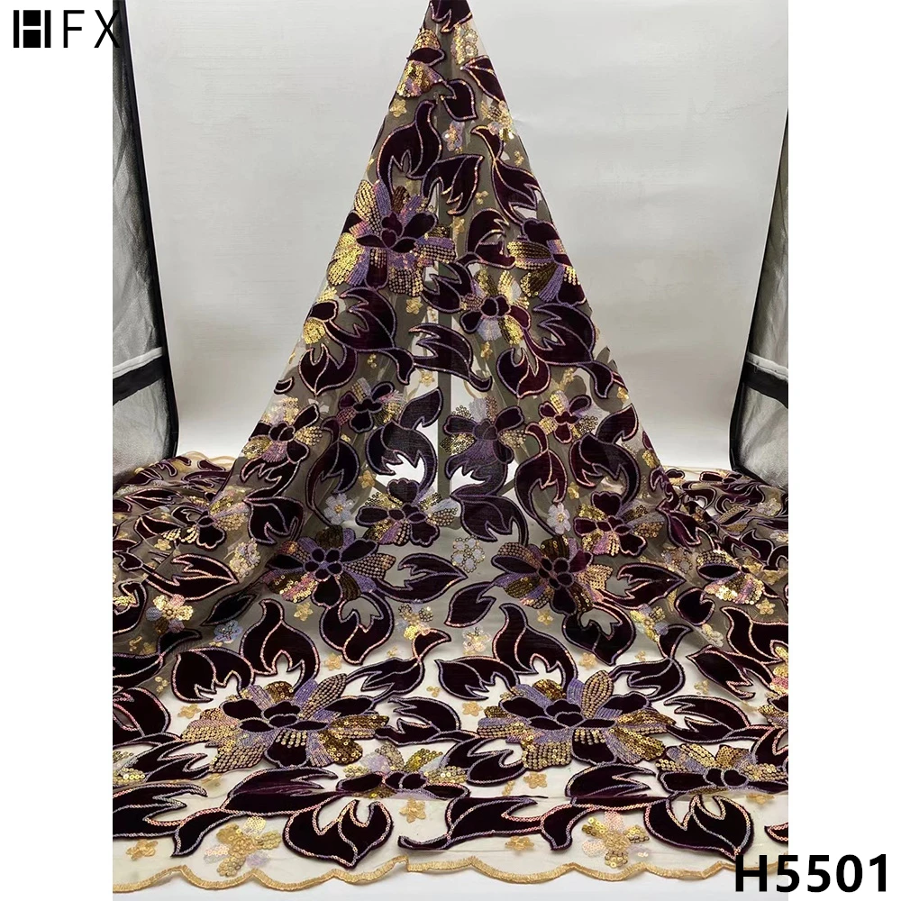 HFX Новое поступление Африканский бархат кружевная ткань последняя модель