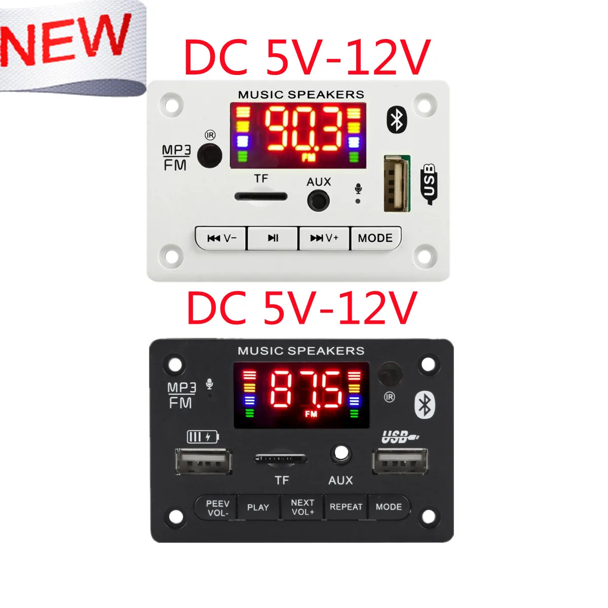 

5V 12V Bluetooth 5.0 MP3 Decoding Board Module Wireless Car USB MP3 Player TF Card Slot USB FM with Microphone Handsfree control