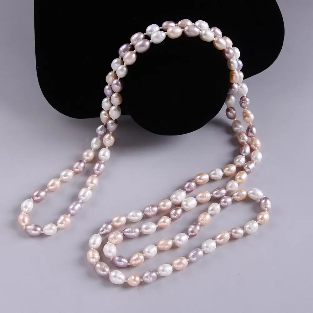 

Sweater Chain Long Necklace for Women Party Gift Freshwater Pearl Necklace 7-8MM Multi pearl