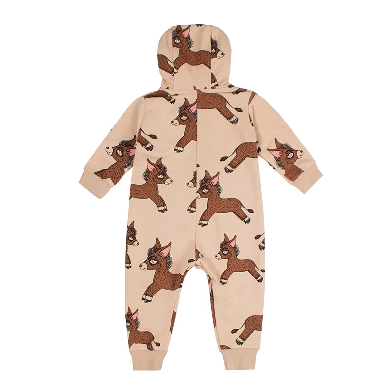 Детский комбинезон с осликом TinyPeople хлопковый капюшоном для мальчиков и девочек