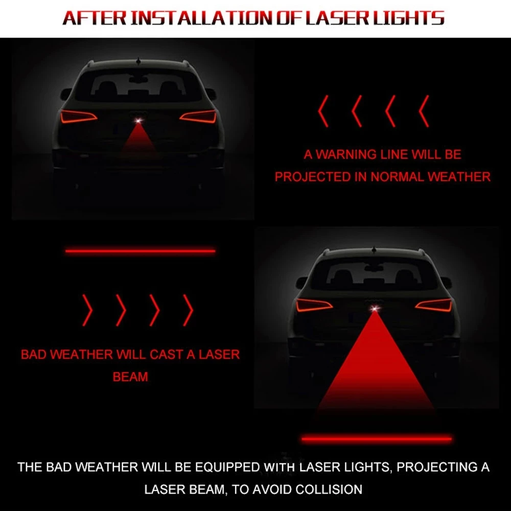 USB Car Starry Sky Atmosphere Light Auto Anti Collision Rear-end Laser Tail Fog Brake Parking Lamp Stop Rearing Warning Li | Автомобили и