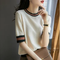 aossviao sexy women pullover mesh hollow sweater female 2021 summer fashion loose tops half sleeve knitted shirt casual clothing