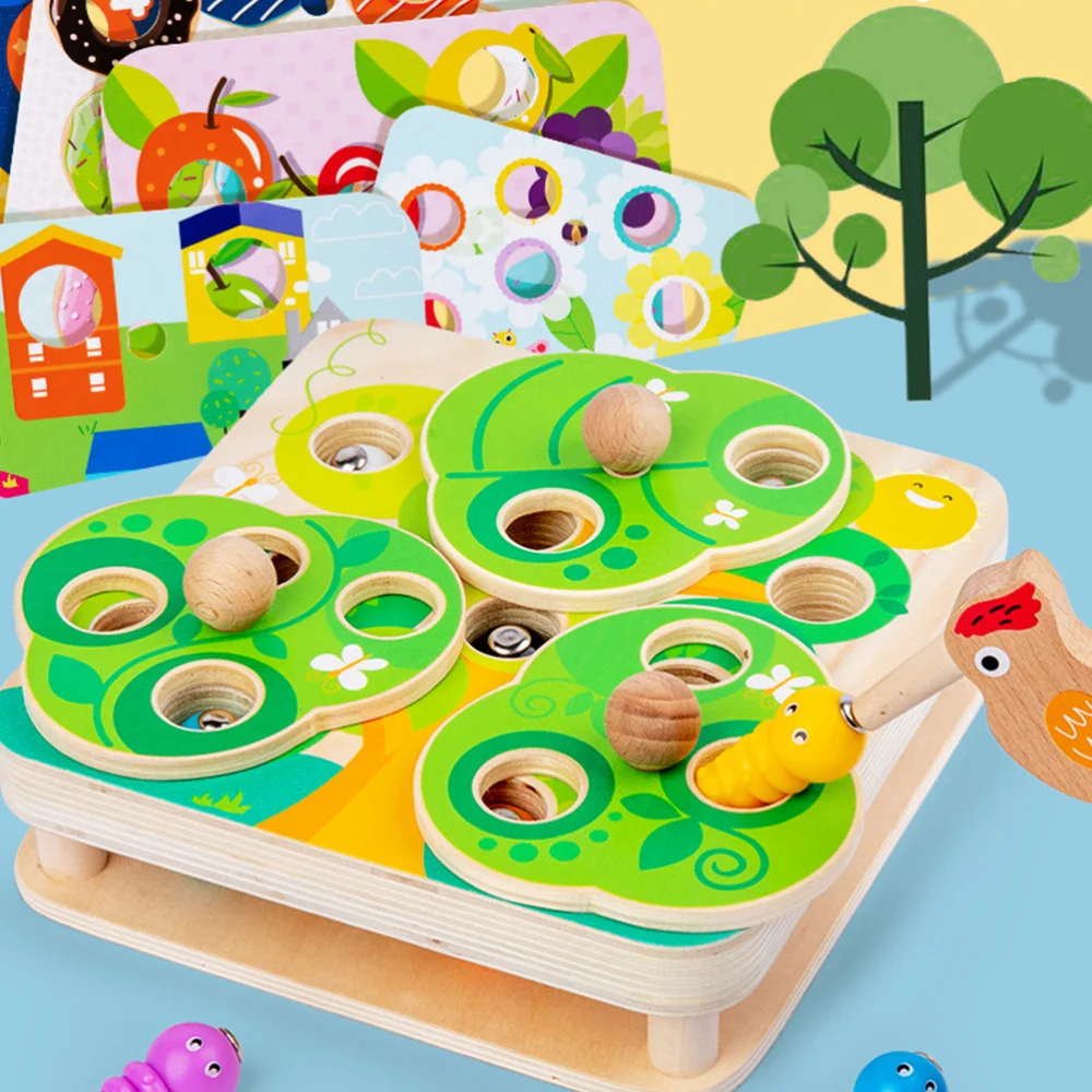 

1 Set of Catch Worm Game Toys Children Attention Training Toys Funny Kids Gift