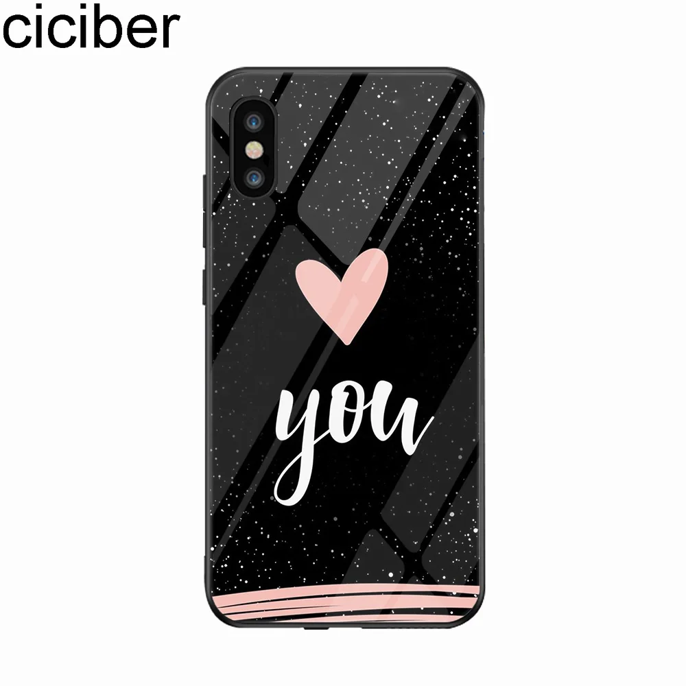 Ciciber Сердце Любовь Королева девушка закаленное стекло чехол для Apple iPhone 11 Pro Max XR X XS MAX 8 7 6 6S Plus телефонные чехлы Funda Shell