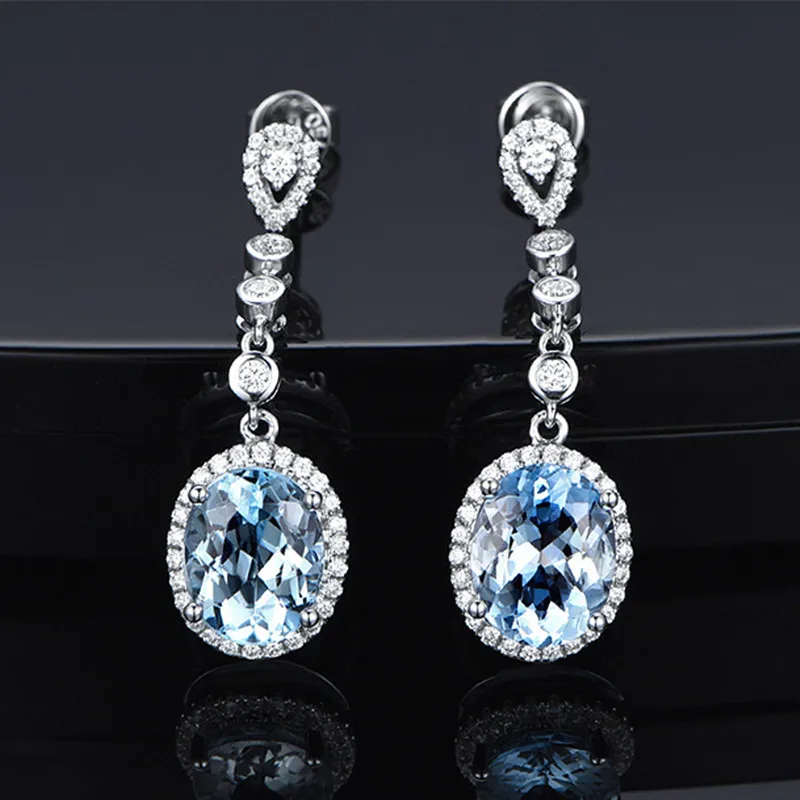 

Natural Aquamarine Sterling Silver 925 Drop Earrings for Women Timeless Design Delicate Female Jewelry Wedding Luxury Earrings