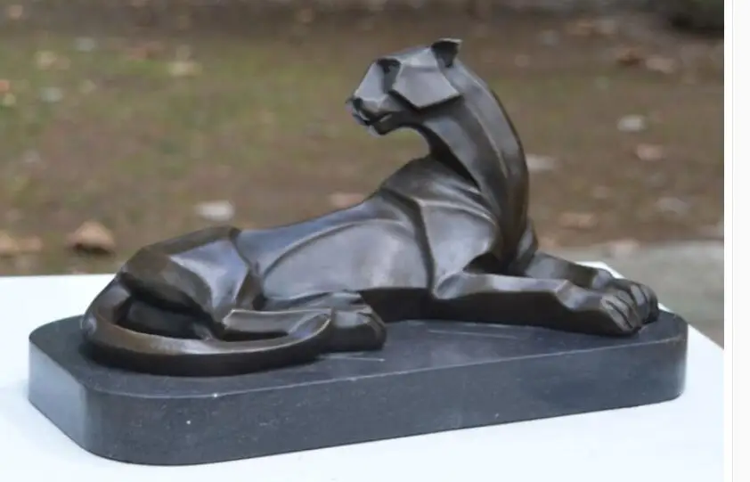 Антикварные поделки Декор арт-Декор esкультура abstrata Jaguar leopardo de Бронзовый Леопард