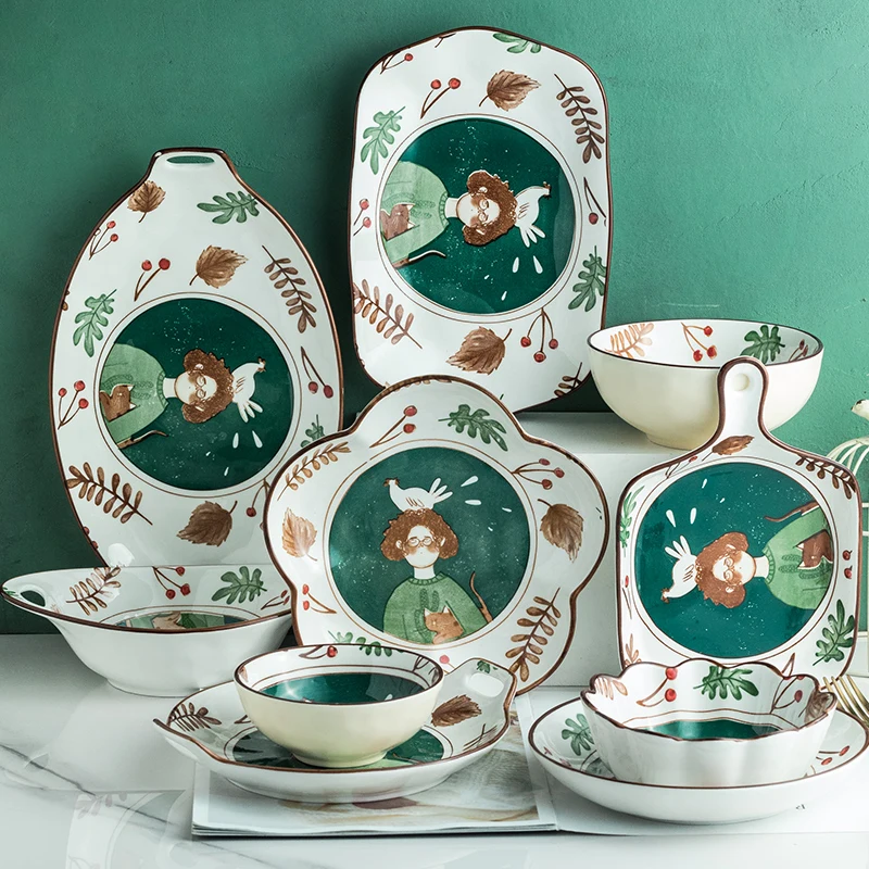 Сказочный лес керамические тарелки и чашки пижамный комплект на Рождество