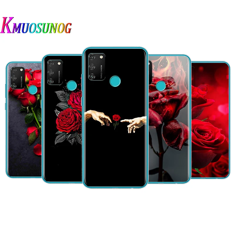 

Transparent Cover Beautiful Red Roses For Honor V30 View 20 V20 30i 30S 30 20S 20E 20i 20 Lite Pro Plus Phone Case