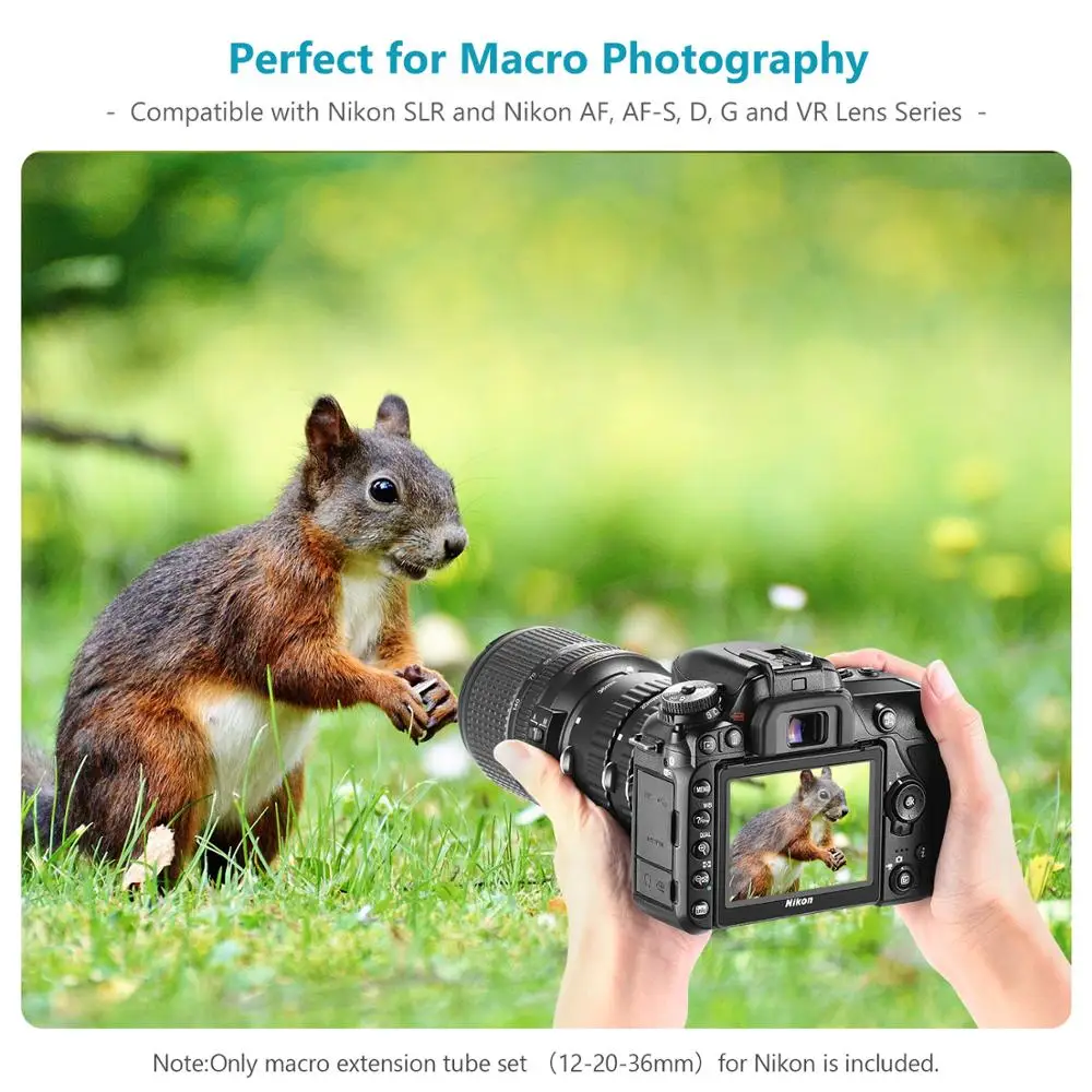 Neewer 12 мм/20 мм/36 мм авто Foucs Макро Удлинитель Набор для Nikon AF/AF S объектив DSLRs D7200 D7100