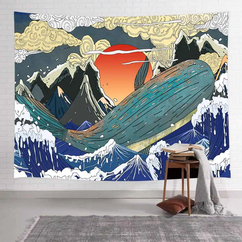 Настенный Гобелен Simsant Great Wave с изображением Кита Триппи океанских животных для