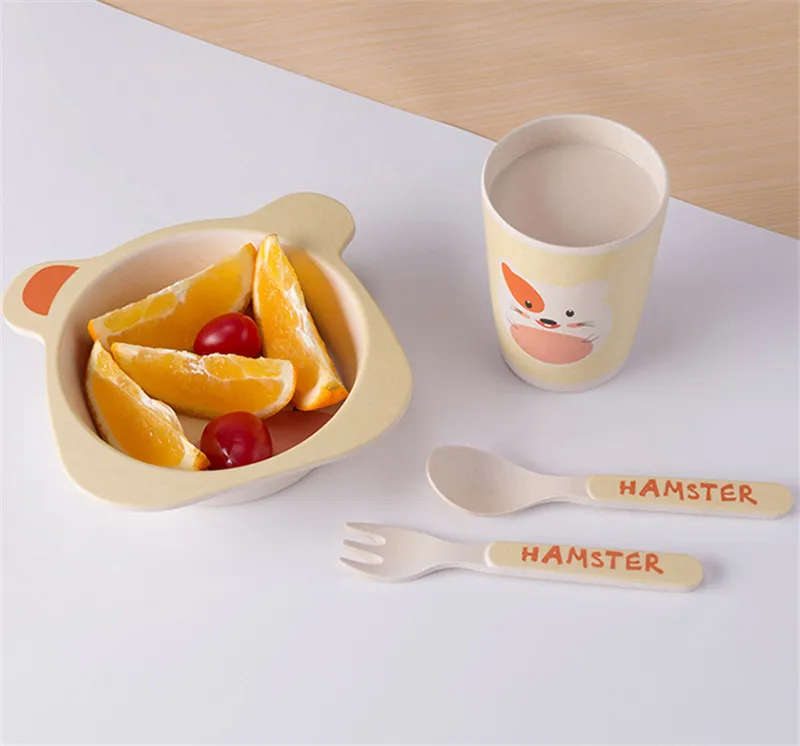 Детская посуда 3 шт./компл. детская чашка вилка ложка животное анти-осень